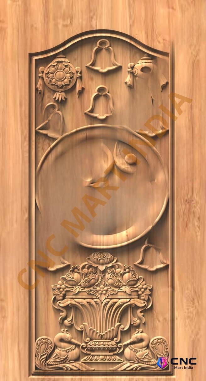 GSK EMBOSSING - EMD-94 Traditional Mandir Entrance Door 3D Relief Carving Design
